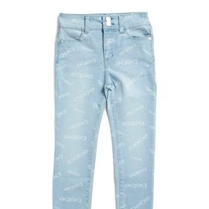 BEBE Big Girls Allover Logo Print Ankle Jeans
